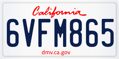 CA license plate 6VFM865