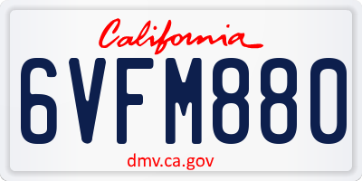 CA license plate 6VFM880