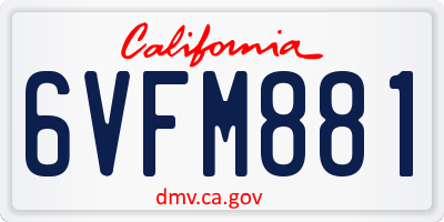 CA license plate 6VFM881