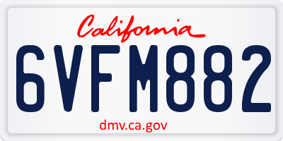 CA license plate 6VFM882