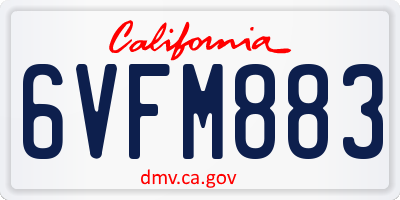 CA license plate 6VFM883