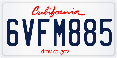 CA license plate 6VFM885