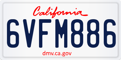 CA license plate 6VFM886