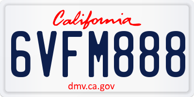 CA license plate 6VFM888