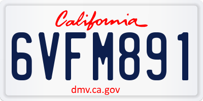 CA license plate 6VFM891