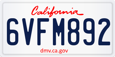 CA license plate 6VFM892