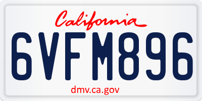 CA license plate 6VFM896