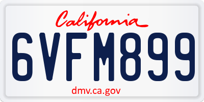 CA license plate 6VFM899