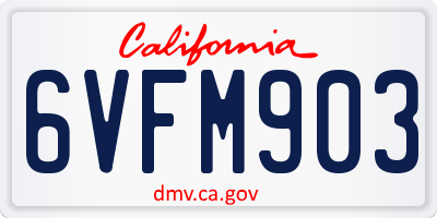CA license plate 6VFM903