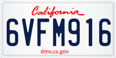 CA license plate 6VFM916