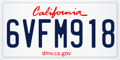CA license plate 6VFM918