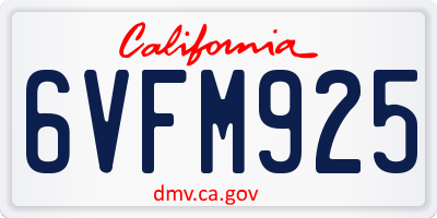CA license plate 6VFM925