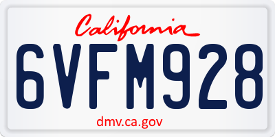 CA license plate 6VFM928