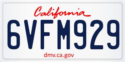 CA license plate 6VFM929