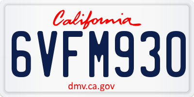CA license plate 6VFM930