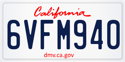 CA license plate 6VFM940