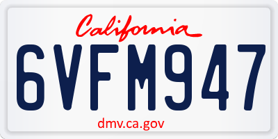 CA license plate 6VFM947