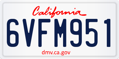 CA license plate 6VFM951