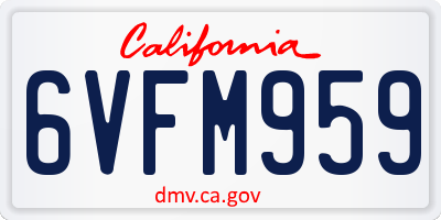 CA license plate 6VFM959