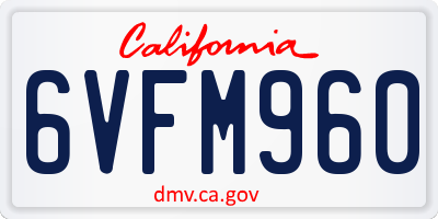CA license plate 6VFM960
