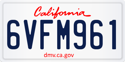 CA license plate 6VFM961
