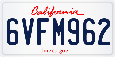 CA license plate 6VFM962
