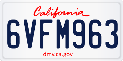 CA license plate 6VFM963