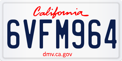 CA license plate 6VFM964