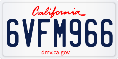 CA license plate 6VFM966