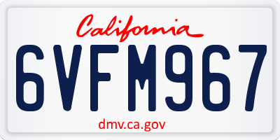 CA license plate 6VFM967