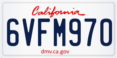 CA license plate 6VFM970