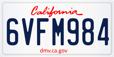CA license plate 6VFM984