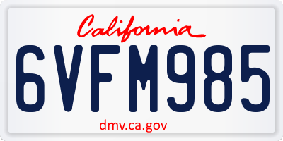 CA license plate 6VFM985