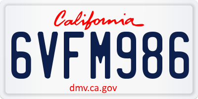 CA license plate 6VFM986
