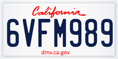 CA license plate 6VFM989