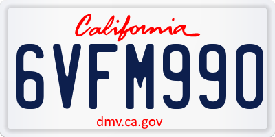 CA license plate 6VFM990