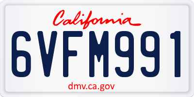 CA license plate 6VFM991