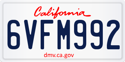 CA license plate 6VFM992
