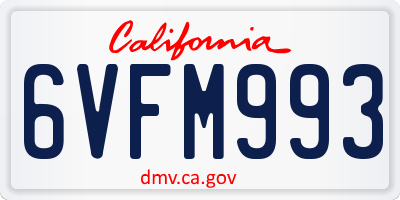 CA license plate 6VFM993