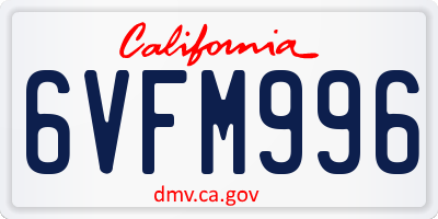 CA license plate 6VFM996