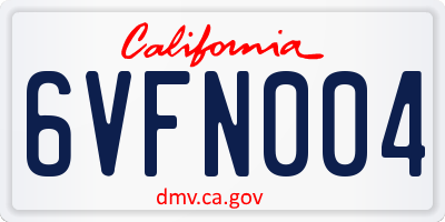 CA license plate 6VFN004