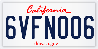 CA license plate 6VFN006