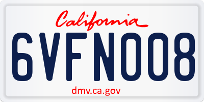 CA license plate 6VFN008
