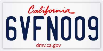 CA license plate 6VFN009