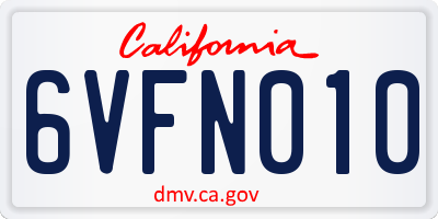 CA license plate 6VFN010