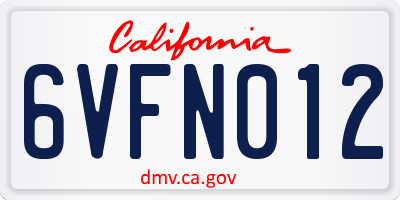CA license plate 6VFN012