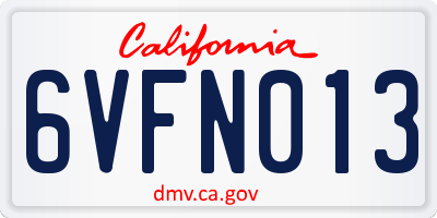 CA license plate 6VFN013