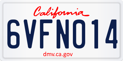 CA license plate 6VFN014