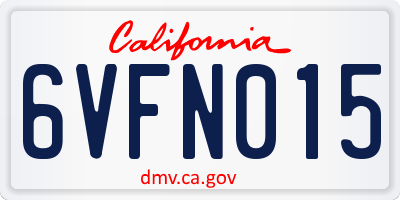 CA license plate 6VFN015