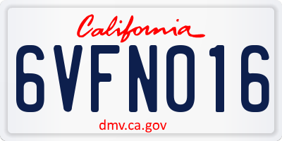 CA license plate 6VFN016